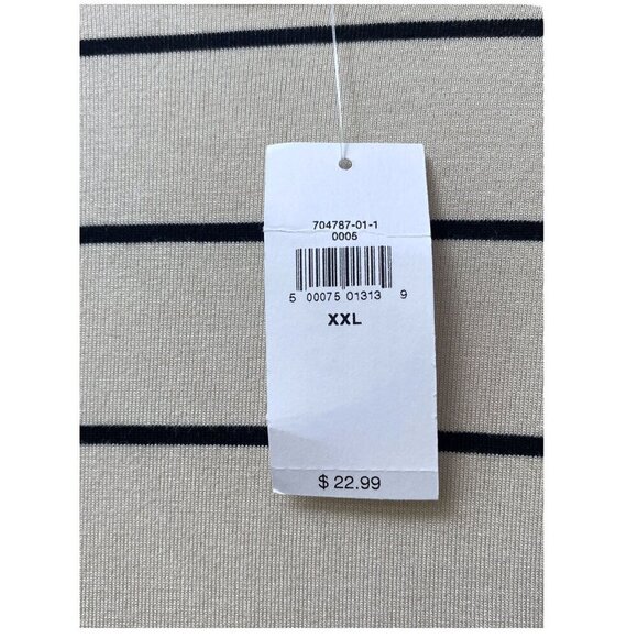 OLD NAVY Long Sleeve Tee Size XXL Womens Nautical Stripe Top Beige Black - Picture 3 of 8